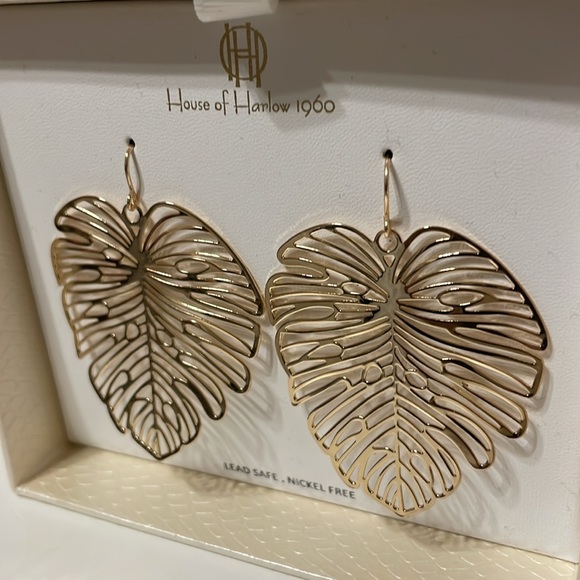 House of Harlow Gold Palm Earrings - Picture 2 of 2